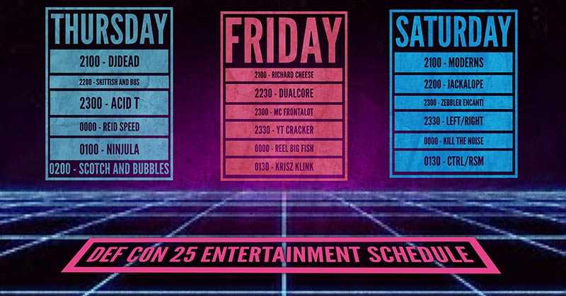 DEF CON 25 Music Schedule image